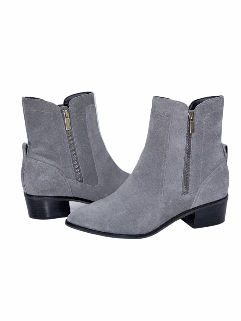 COLE HAAN Women’s Teegan Gray Suede Pointed Toe Zippered Ankle Boots Size 8.5
